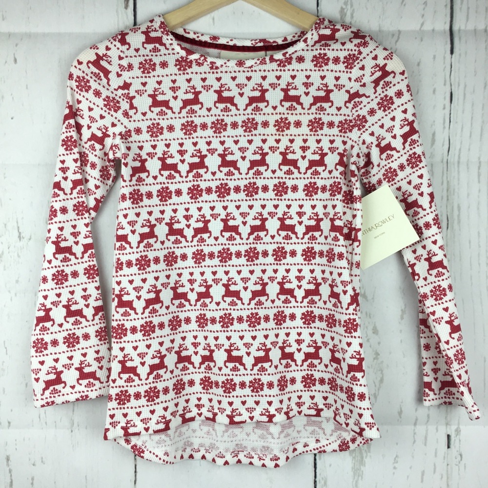 Cynthia Rowley Girls Holiday Waffle L/S Top Sz S